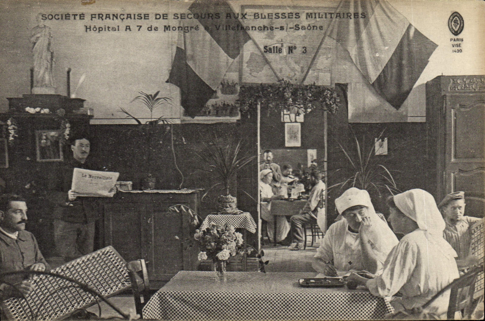 Société Française de Secours aux Blessés Militaires — Hôpital A 7 de Mongré à Villefranche-sur-Saône — Salle N° 3