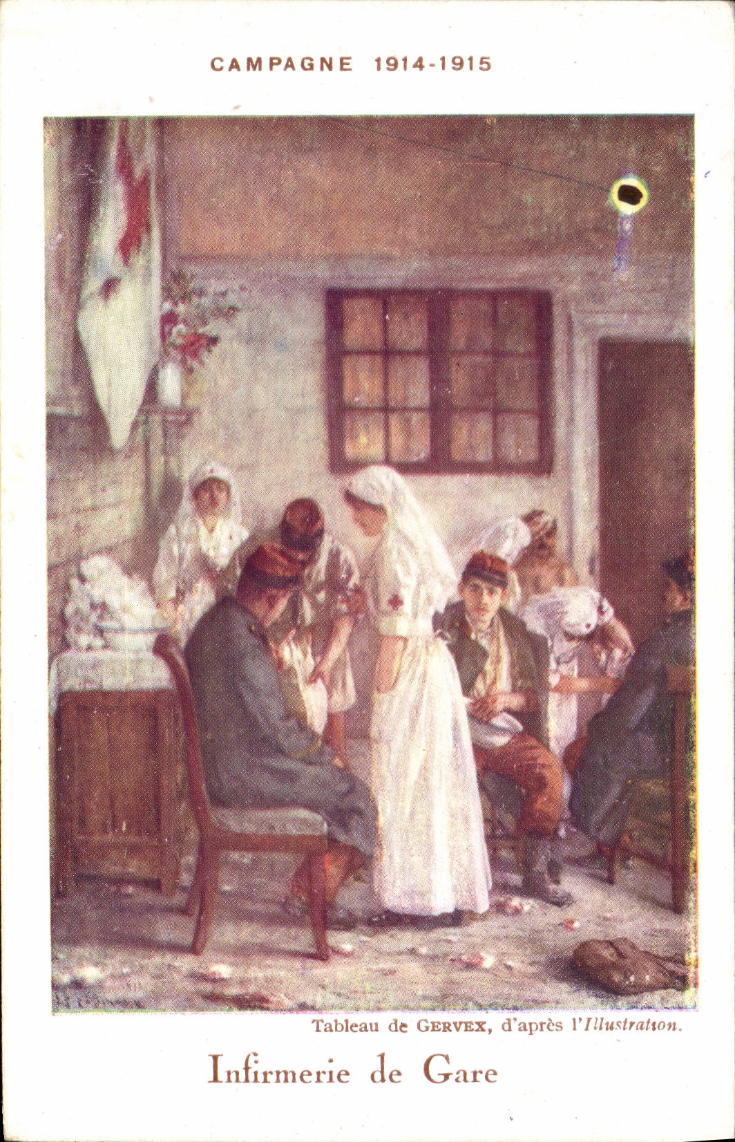 CPA Campagne 1914 1915 Infirmerie de gare Croix Rouge Infirmiere
