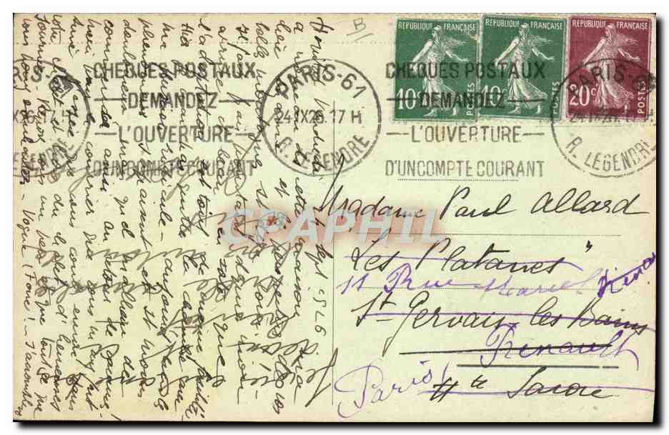 CPA Hopital Ecole de l'union des Femmes de France a Paris  — Back