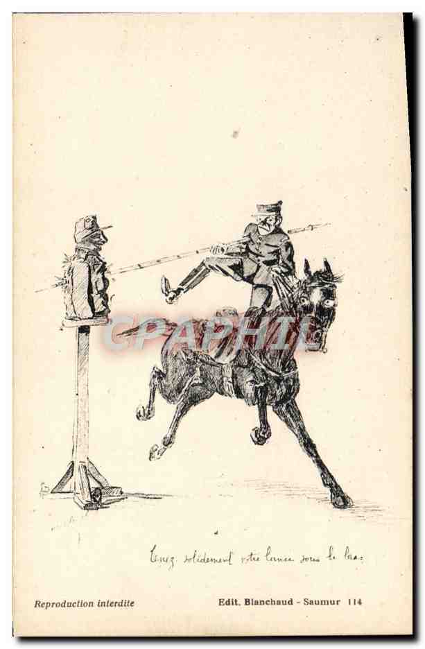 CPA Cheval Hippisme Tenez solidement votre lance sous le bras