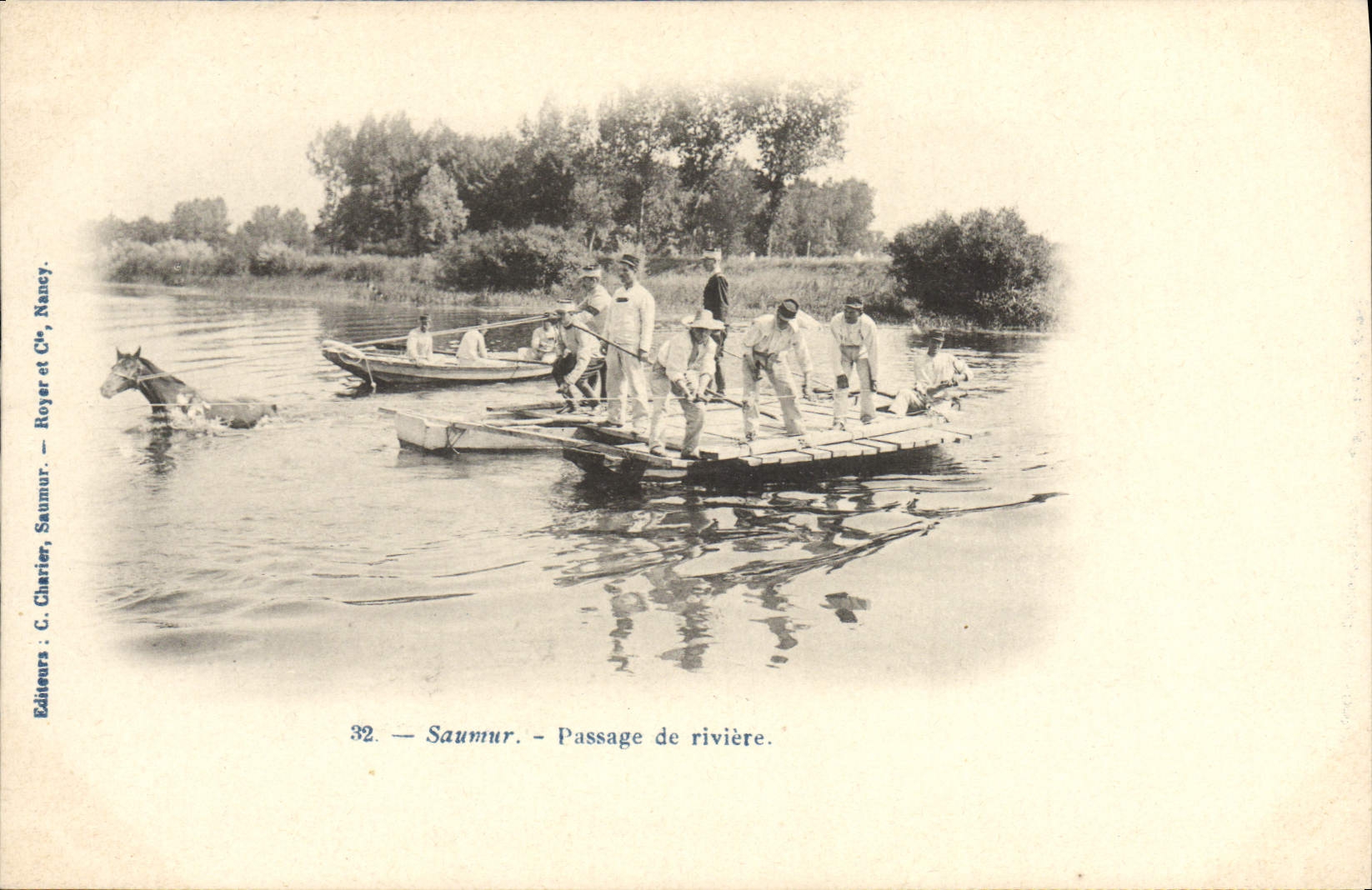 CPA Cheval Hippisme Saumur Passage de riviere 
