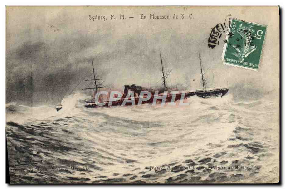 Sydney, M. M. — En Mousson de S. O. — Paris R. Dumont-Duparc, Peintre de Marine