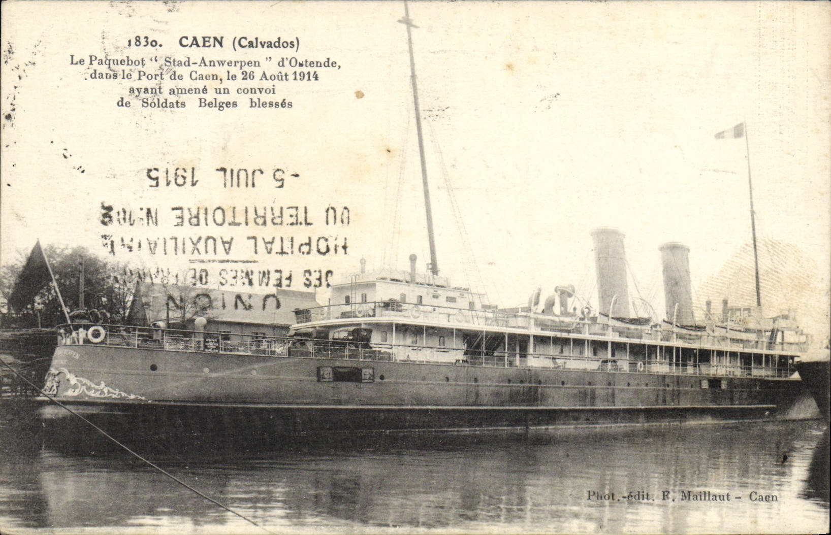 CPA Bateau Paquebot Stad Antwerpen Caen 