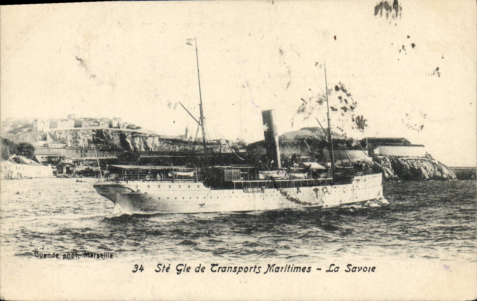 La Savoie — Steamship of Société de Transports Maritimes — Guende phot, Marseille, n°34
