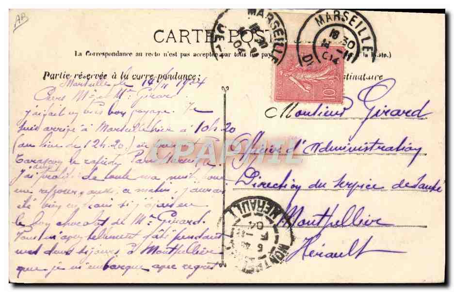 La Savoie — Steamship of Société de Transports Maritimes — Guende phot, Marseille, n°34 — Verso