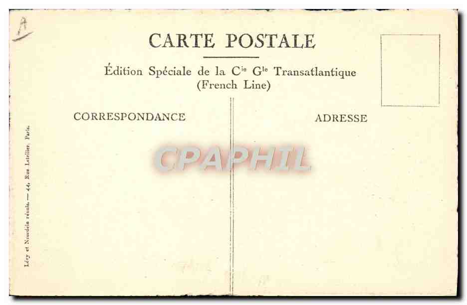 Paquebot "SUFFREN" — Pont-Promenade — Édition Spéciale de la Cie Générale Transatlantique (French Line) — Reverso