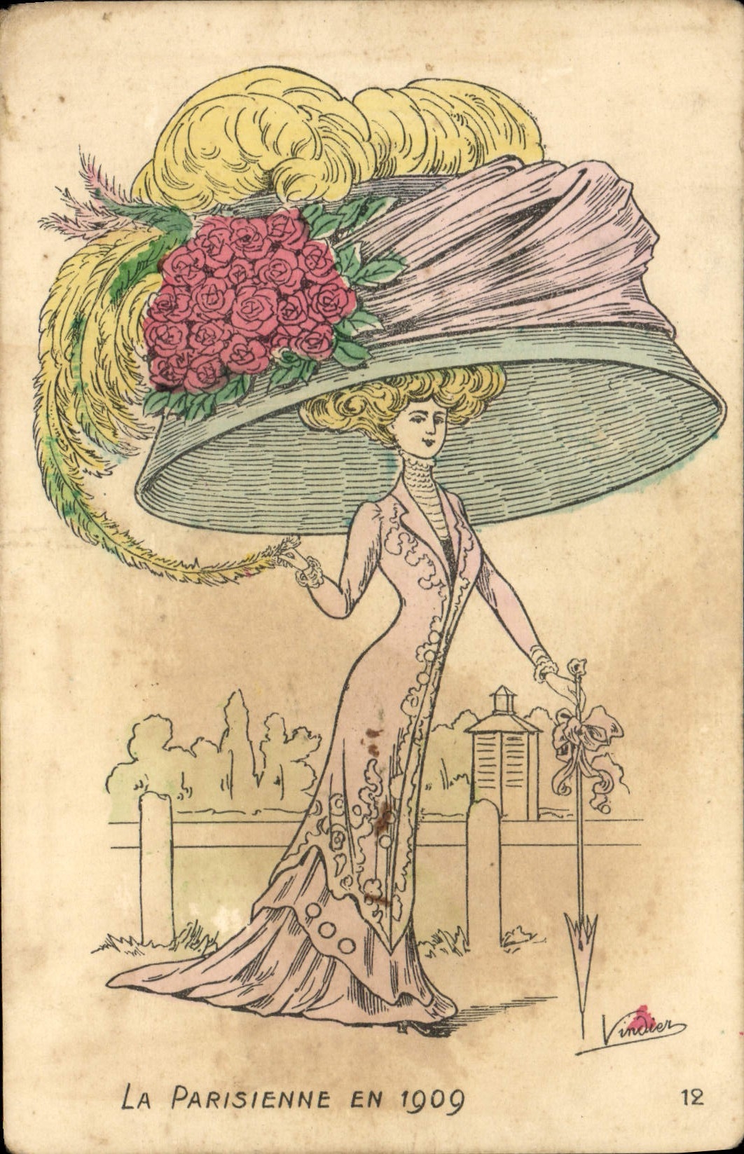 CPA Fantaisie Illustrateur Femme La parisienne en 1909
