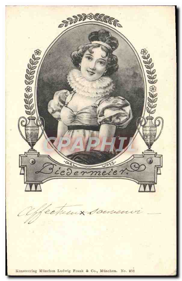 CPA Fantaisie Illustrateur Femme Biedermeier