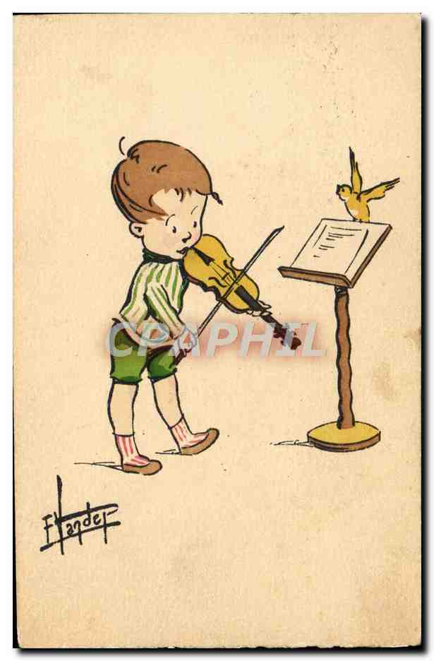 CPA Fantaisie Illustrateur Enfant Violon Musique