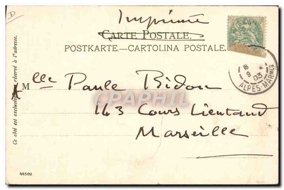Cannes — vue de la ville avec église et rue — Schmidt-Staub & Cie, éditeurs Nuremberg, n° 460 — Verso