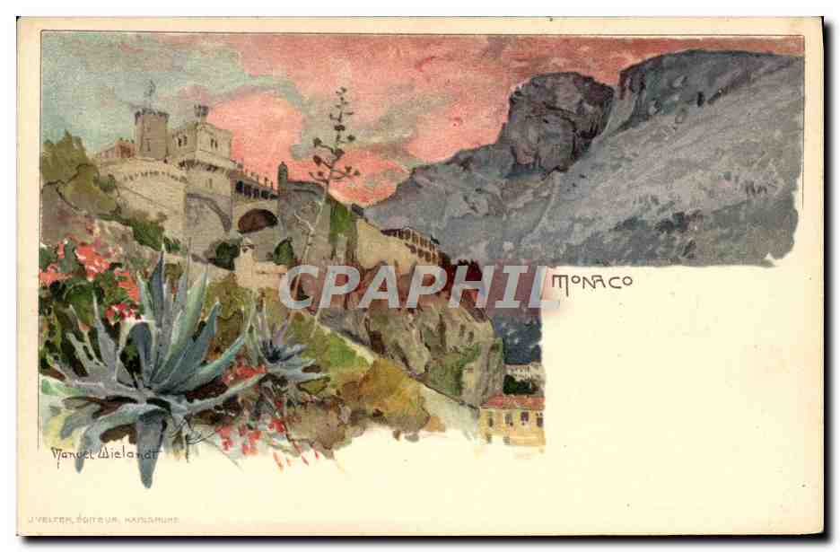 Monaco — vue du château sur les falaises — VELTEN & MAUPARRENG, n°465