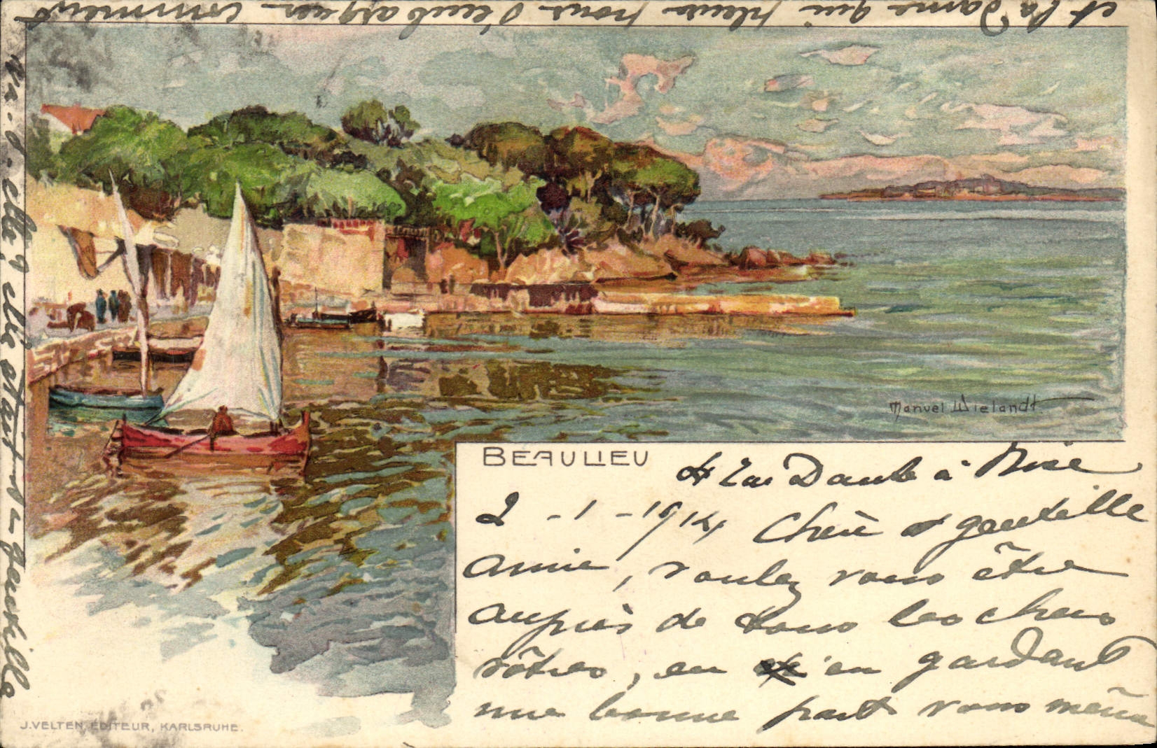 Beaulieu à la Daurade — vue de port — J. Velten, Karlsruhe
