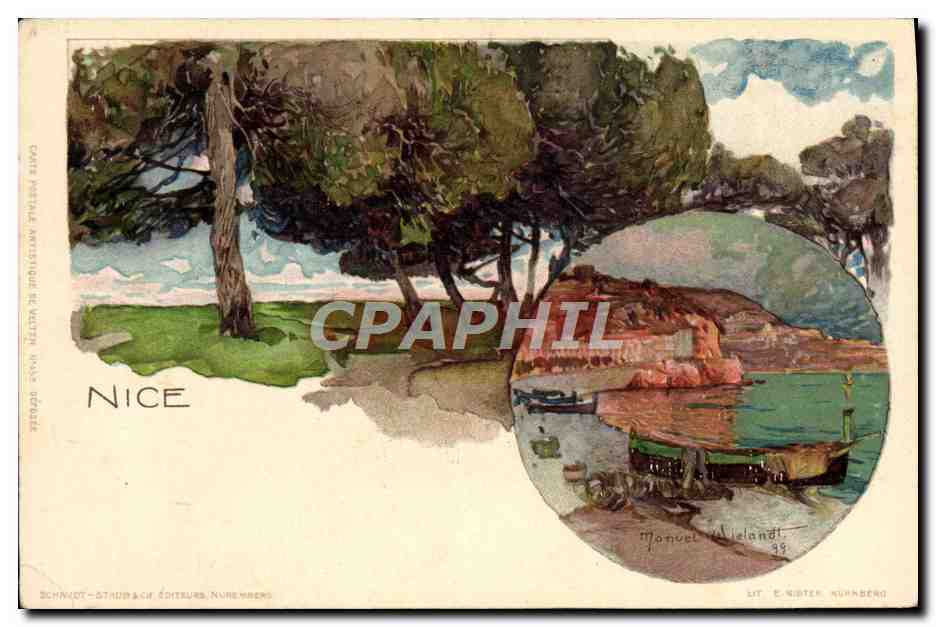 Niza — vista de la costa — Schmidt-Strub & Cie, Núremberg