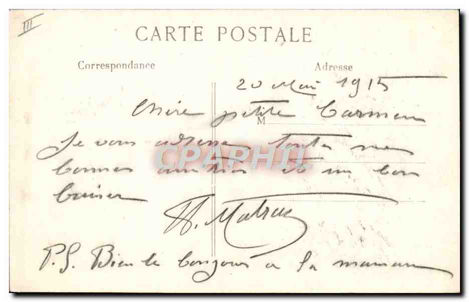 Obusier français de 220 — manœuvré par les artilleurs du Creusot — L.C.H. Paris — Verso