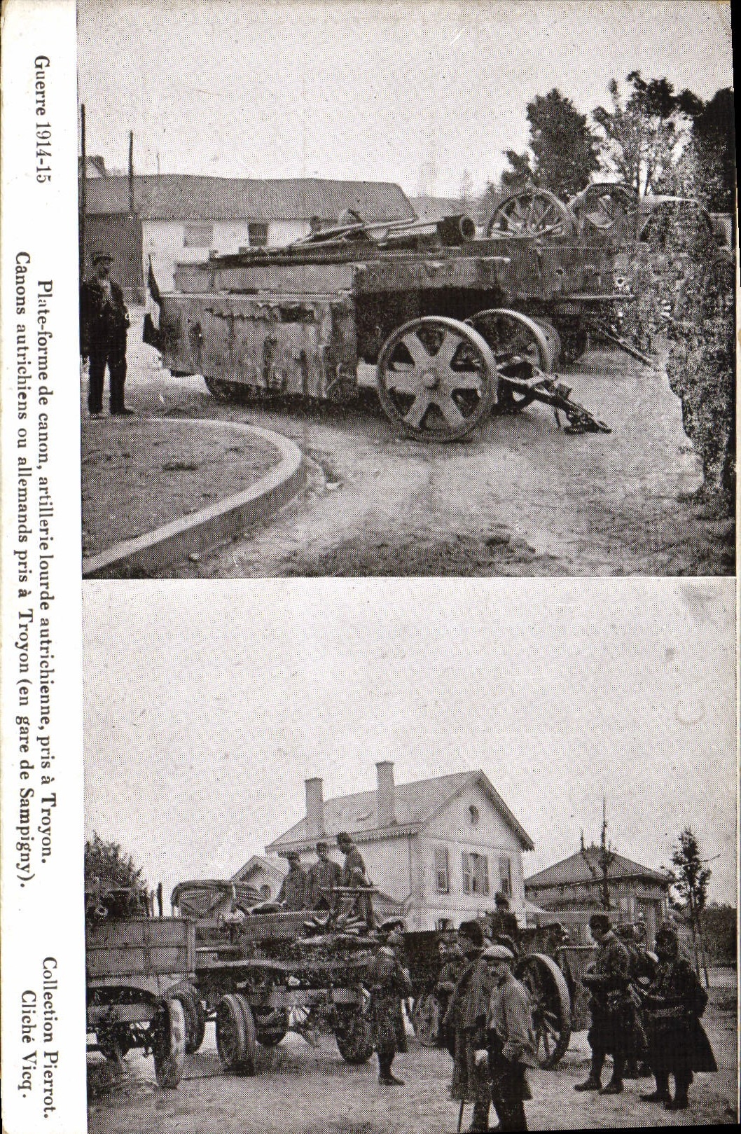Canons autrichiens ou allemands, artillerie lourde autrichienne, pris à Troyon (en gare de Sampigny) — Guerre 1914-15 — Collection Pierrlot