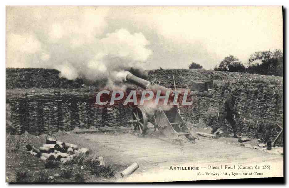 CPA Militaria Artillerie Piece! Feu ! canon de 138