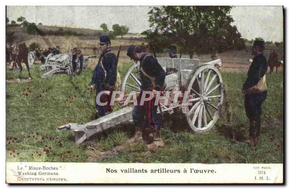 CPA Militaria Nos vaillants artilleurs a l'oeuvre Canon 