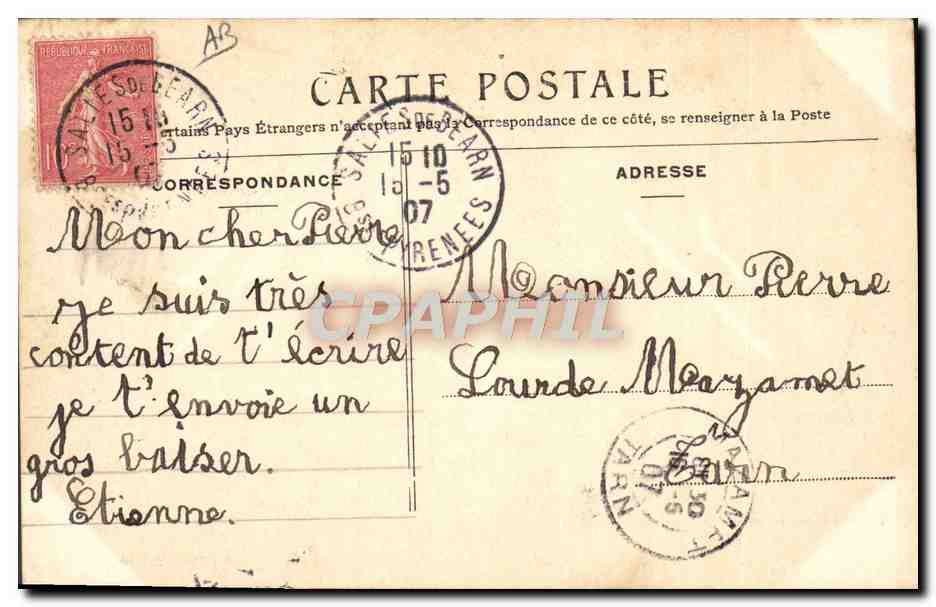 CPA Folklore Salies de Bearn Attelage bearnais Boeufs  — Rückseite