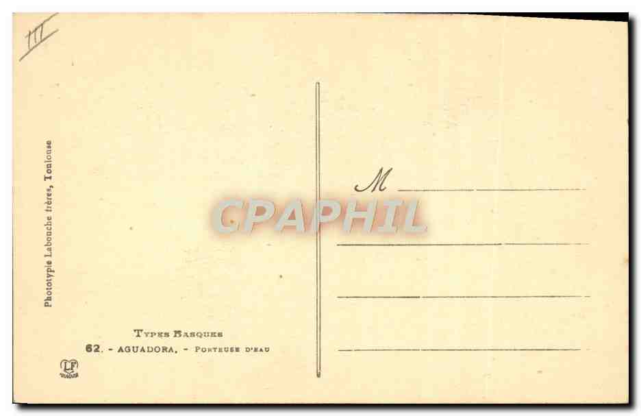 CPA Folklore Types basques Aguadora Porteuse d'eau — Verso