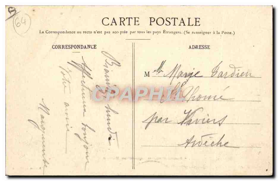 CPA Folklore Femme basquaise allant au marche Ane Mule Biarritz — Verso