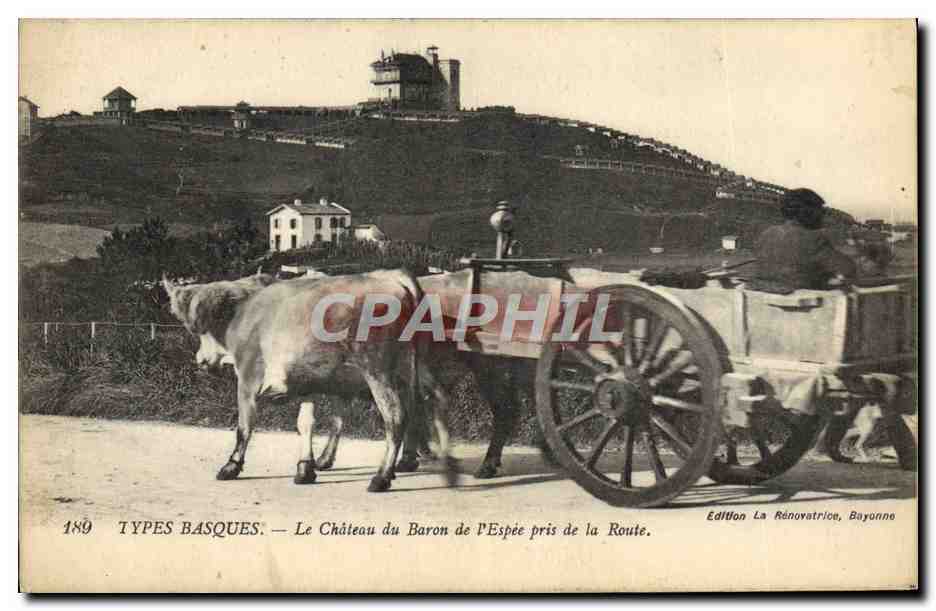 CPA Folklore Types basques Le chateau du baron de l'Espee pris de la route 