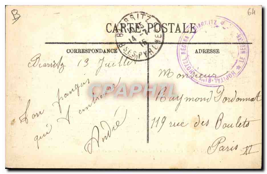 CPA Folklore Types basques Le chateau du baron de l'Espee pris de la route  — Rückseite