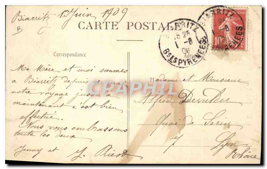 CPA Folklore Biarritz Types de Basquaises  — Verso