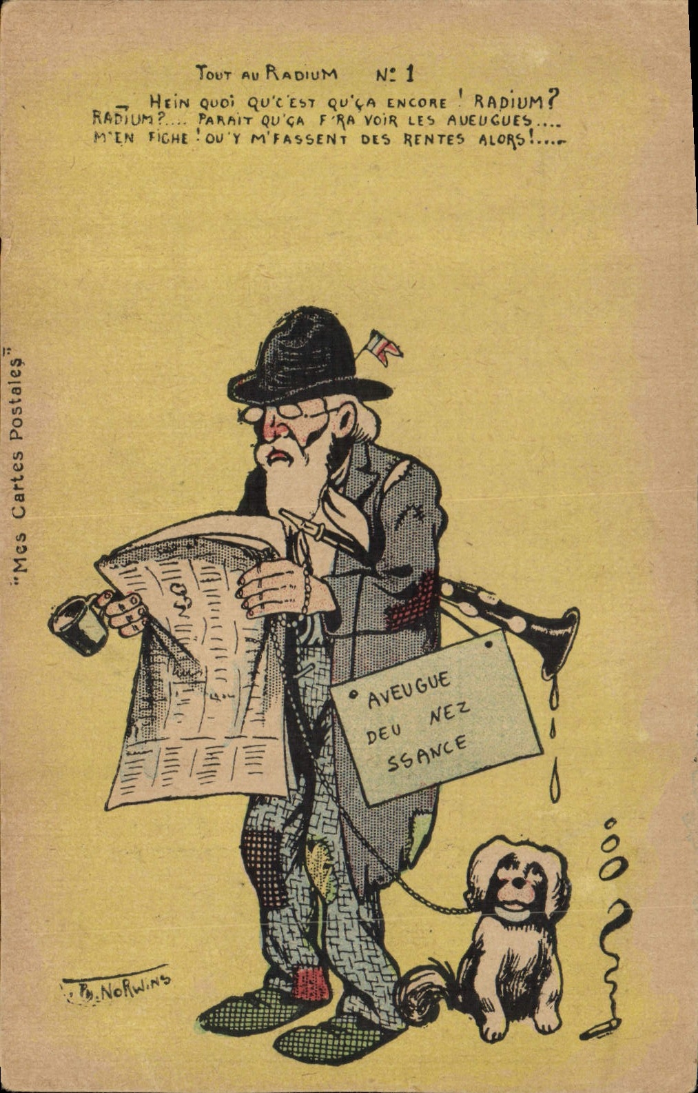 CPA Fantaisie Illustrateur Norwins Tout au radium Aveugle Chien