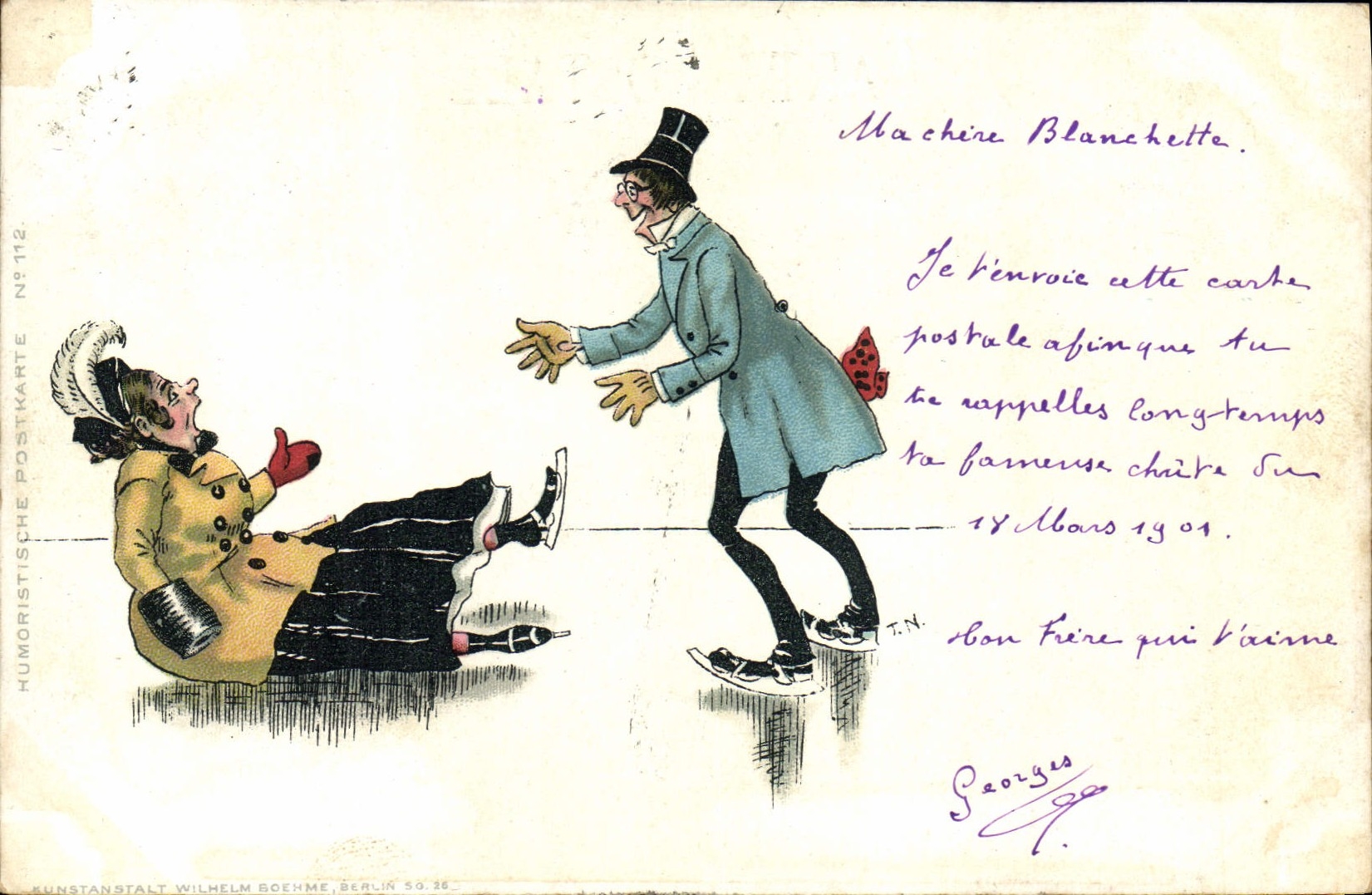 CPA Fantaisie Illustrateur Femme Patins a glace 