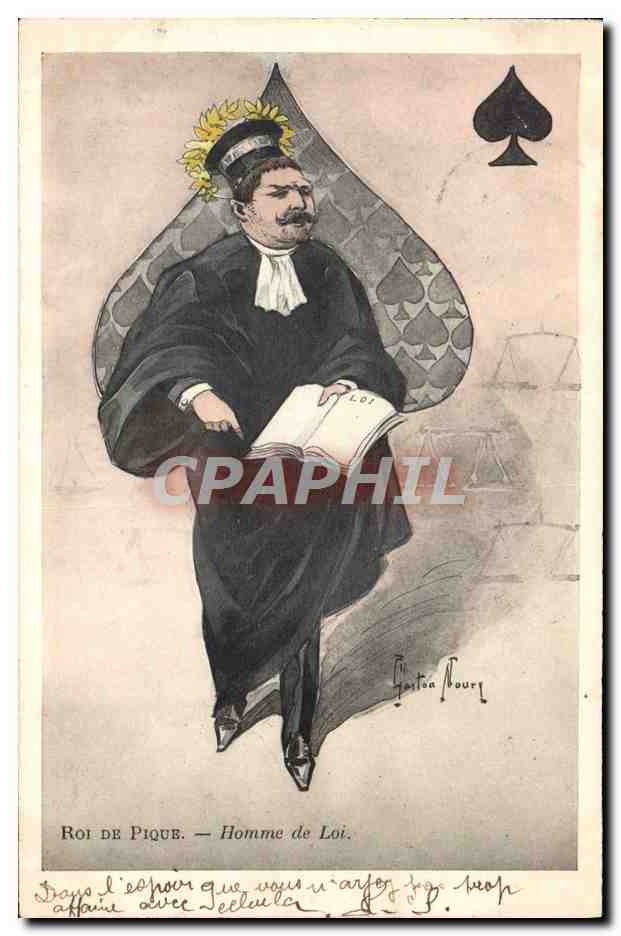 CPA Fantaisie Illustrateur Roi de Pique Homme de loi Avocat Juge 