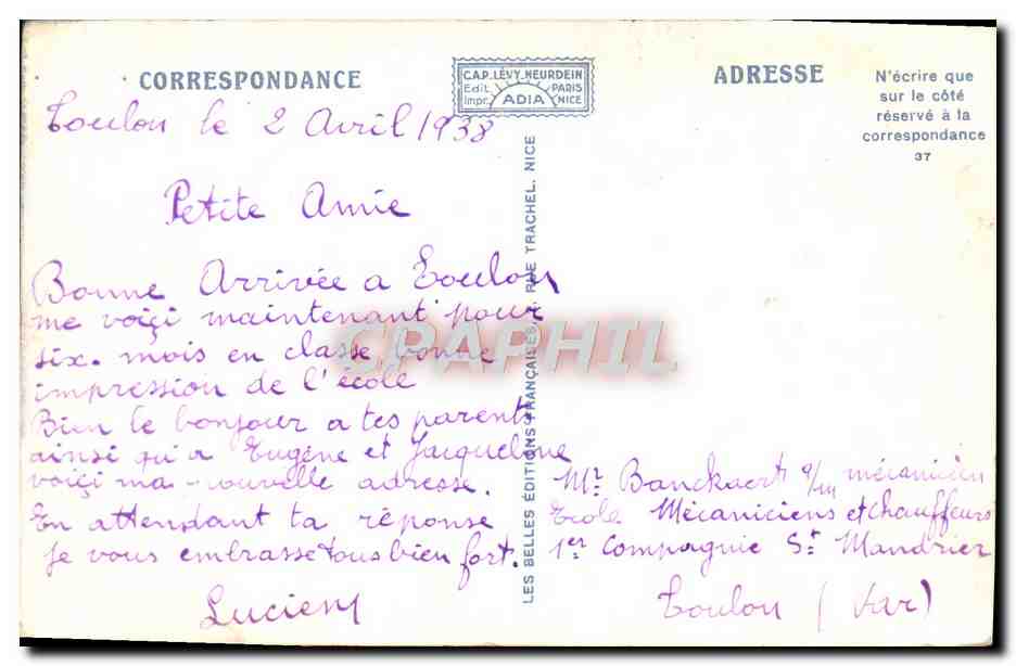 Toulon — Place de la Liberté — Allée des Palmiers — Adlia — Verso