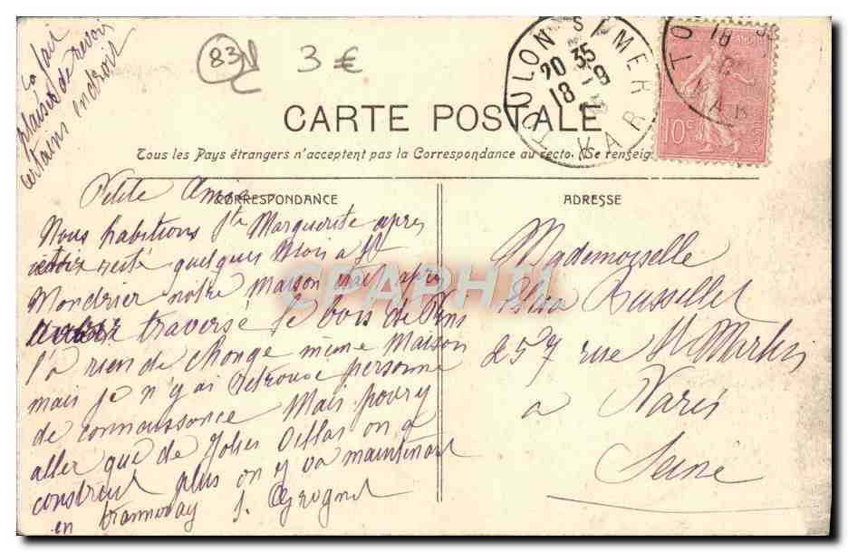 Littoral de Toulon - Rocher de Sainte-Marguerite — éditeur inconnu, n° 22 — Achterkant