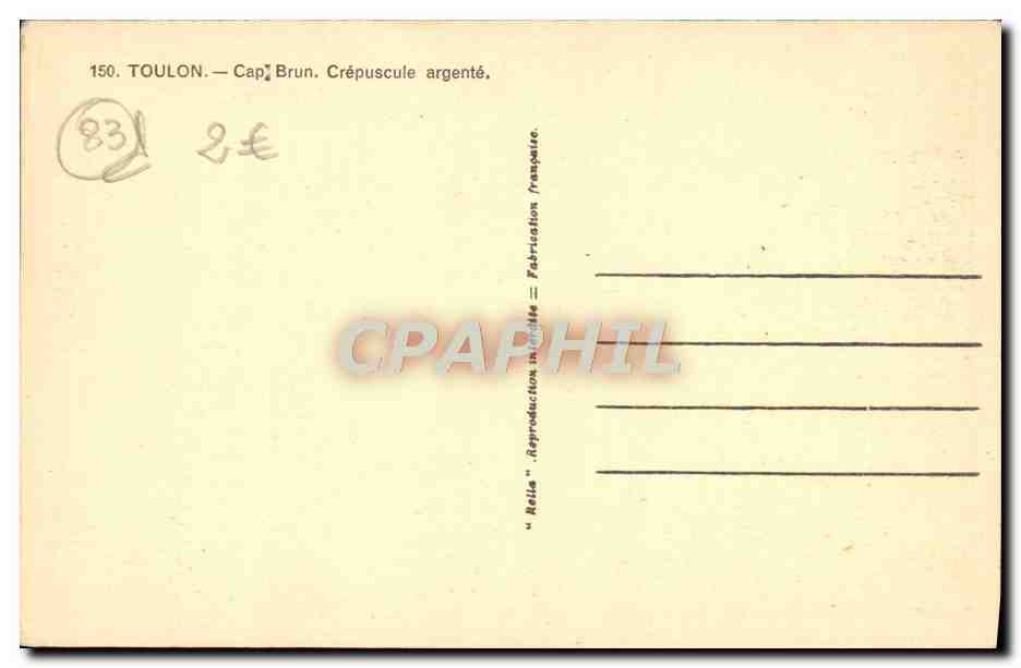 CPA Toulon Cap Brun Crepuscule Argente — Verso
