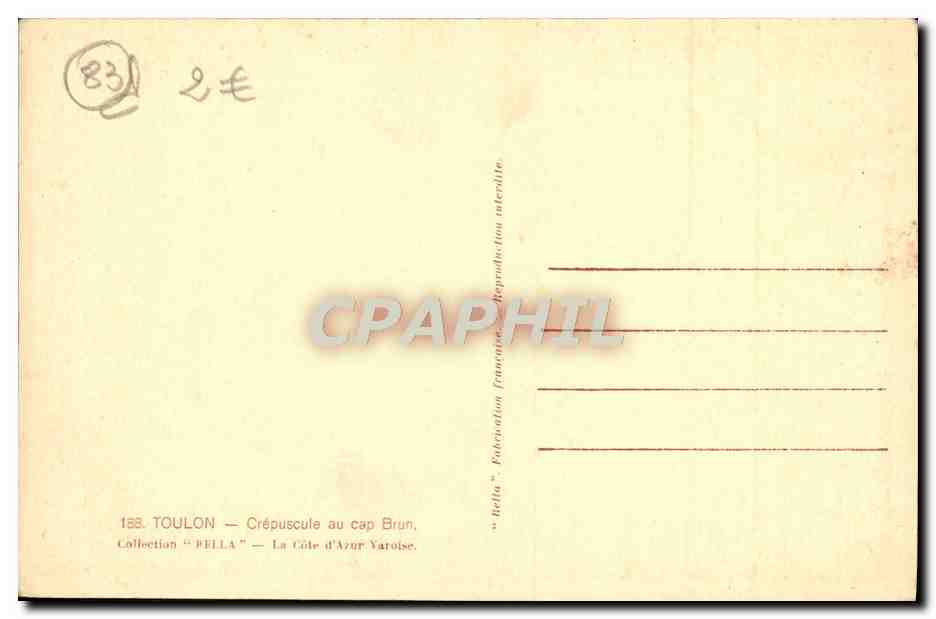 CPA Toulon Crepuscule Au Cap Brun — Verso