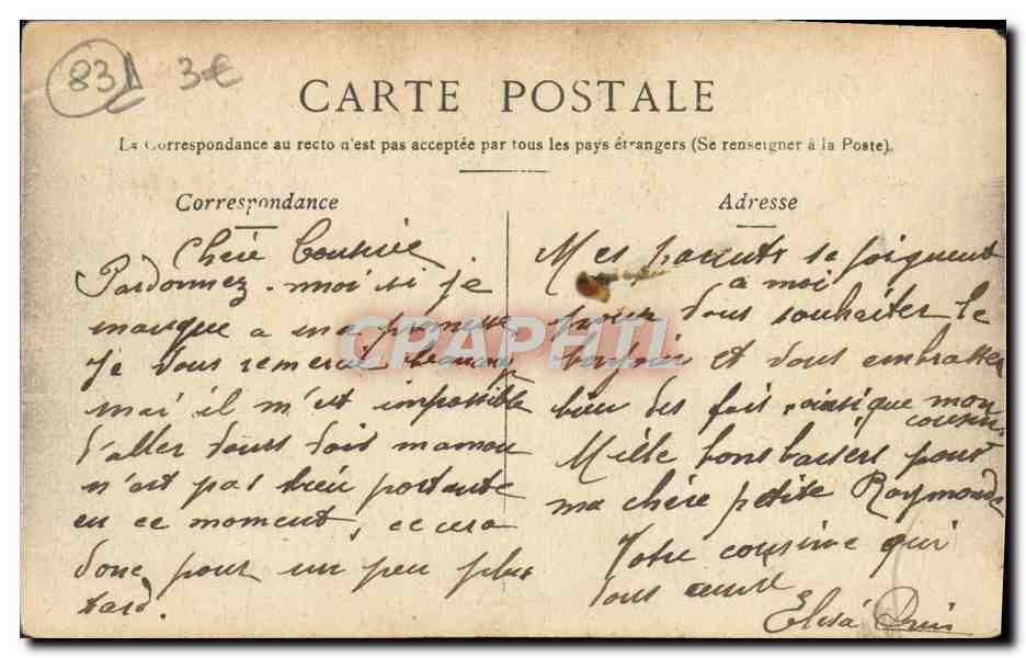 CPA Toulon Tamaris — Verso