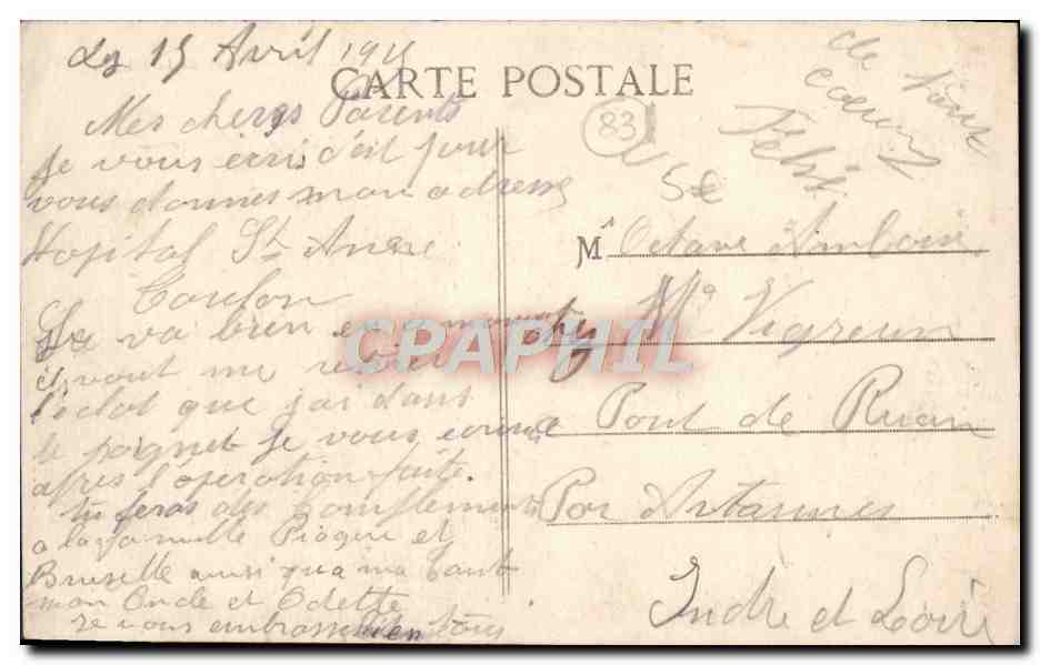 Toulon — Place de la Liberté — Grand Hôtel, statue de la Liberté, palmiers — Edit. J. Juge — Verso
