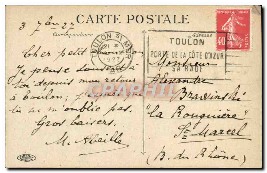 CPA Toulon Le Quai Bateaux — Rückseite