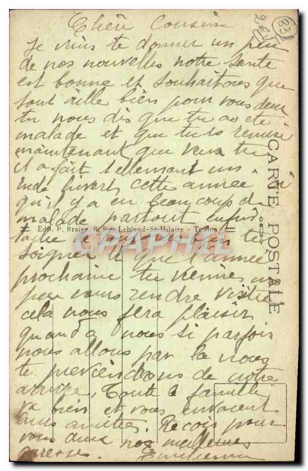 CPA Toulon Vue Generale Prise Du Sommet Du Faron  — Rückseite
