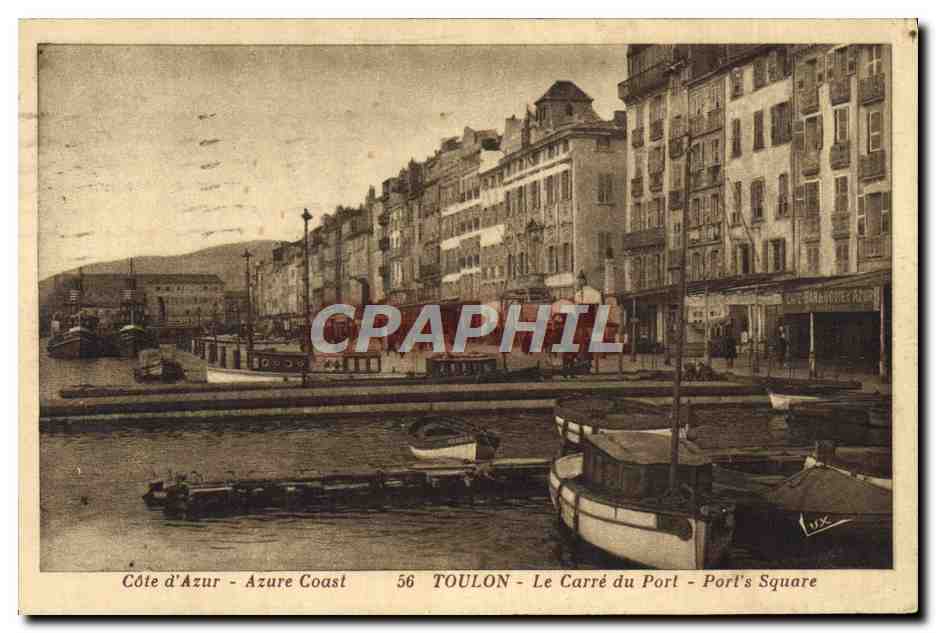 Toulon - Le Carré du Port - Port's Square — Côte d'Azur Coast — Verlag Imp. Genolien, Nr. 56