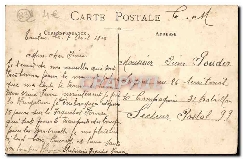 CPA Touloun Vue Generale De La Ville Et De La Rade L'escadre Bateaux — Verso