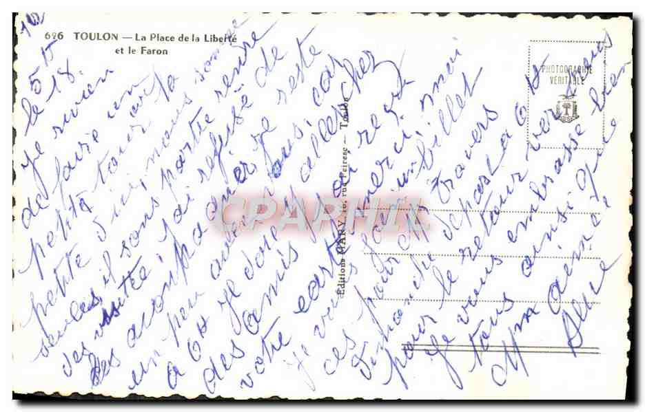 Toulon — La Place de la Liberté et le Faron — Éditions Alary — Verso