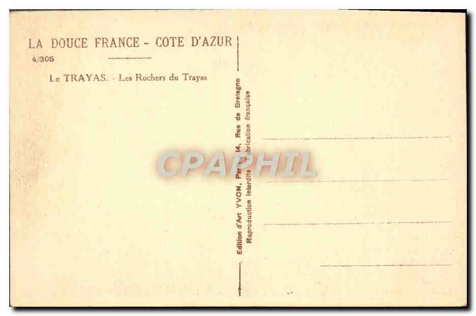 Les Rochers du Trayas — Côte d'Azur — Édition d'Art YVON, Paris — Reverso