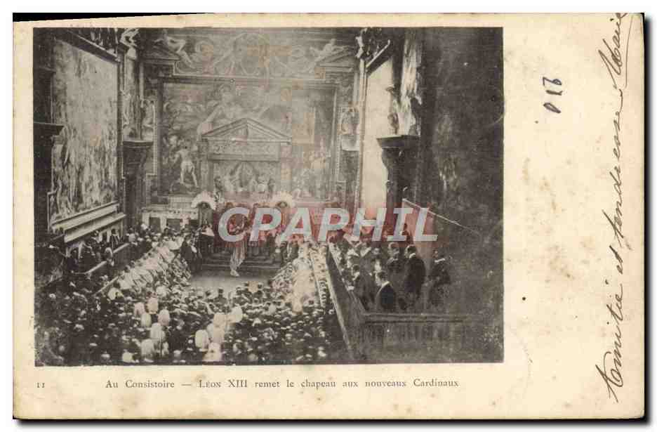 CPA Au Consistoire Leon XIII remet le chapeau aux nouveaux cardinaux 