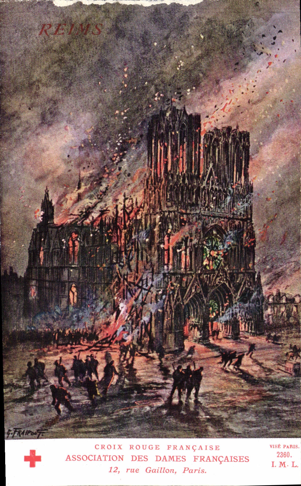 CPA Croix Rouge Association des Dames Francaises Rue Gaillon Paris Reims