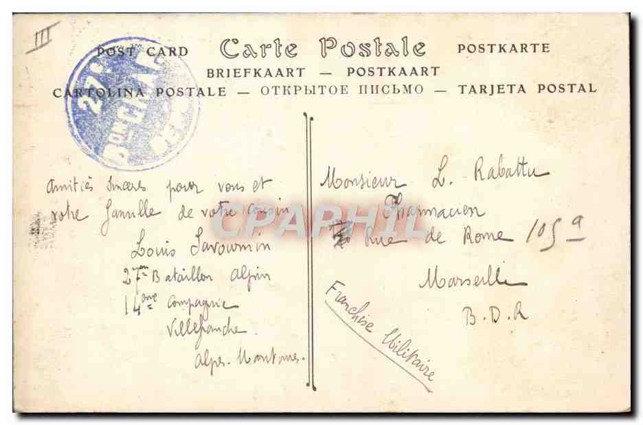 CPA Hopital Villefranche sur Mer Les casernes et le Lazaret — Rückseite