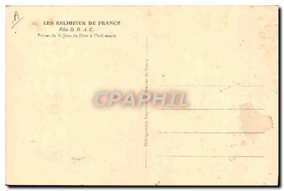 Prêtres de Saint-Jean-de-Dieu à l'Infirmérie — Les Religieux de France — Film D.R.A.C. — Rückseite