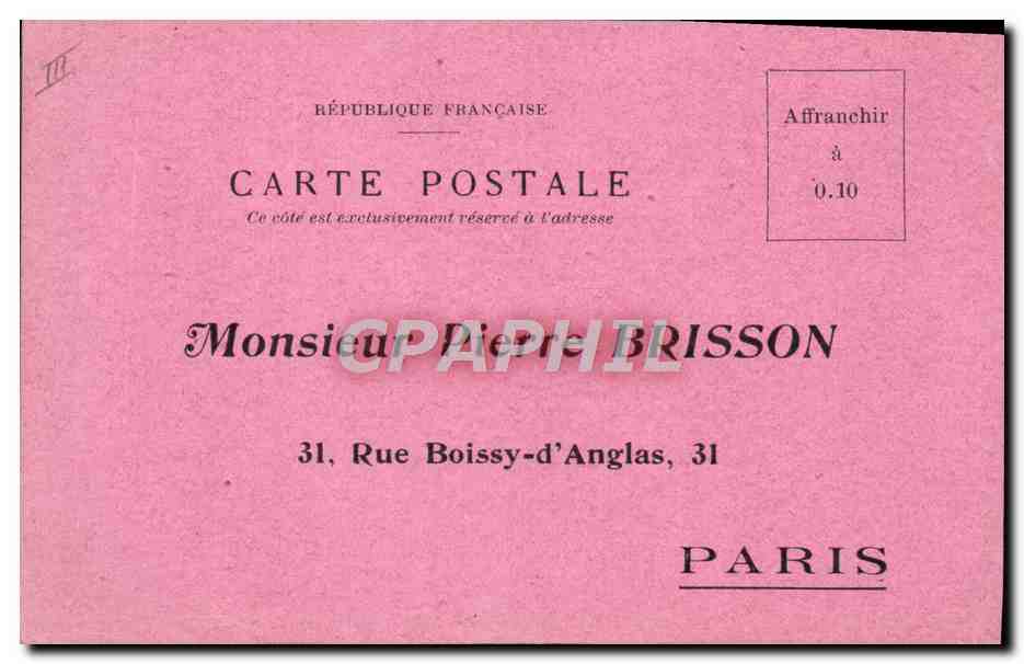 Carte Postale Pierre Brisson Rue Boissy d'Anglas Paris  — Rückseite