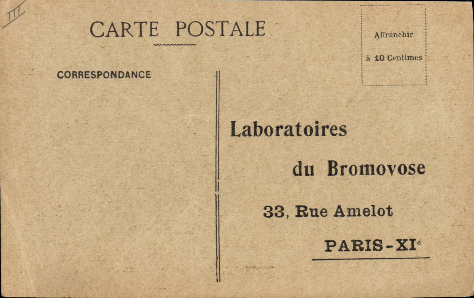 Carte Postale Laboratoires du Bromovose Rue Amelot Paris 