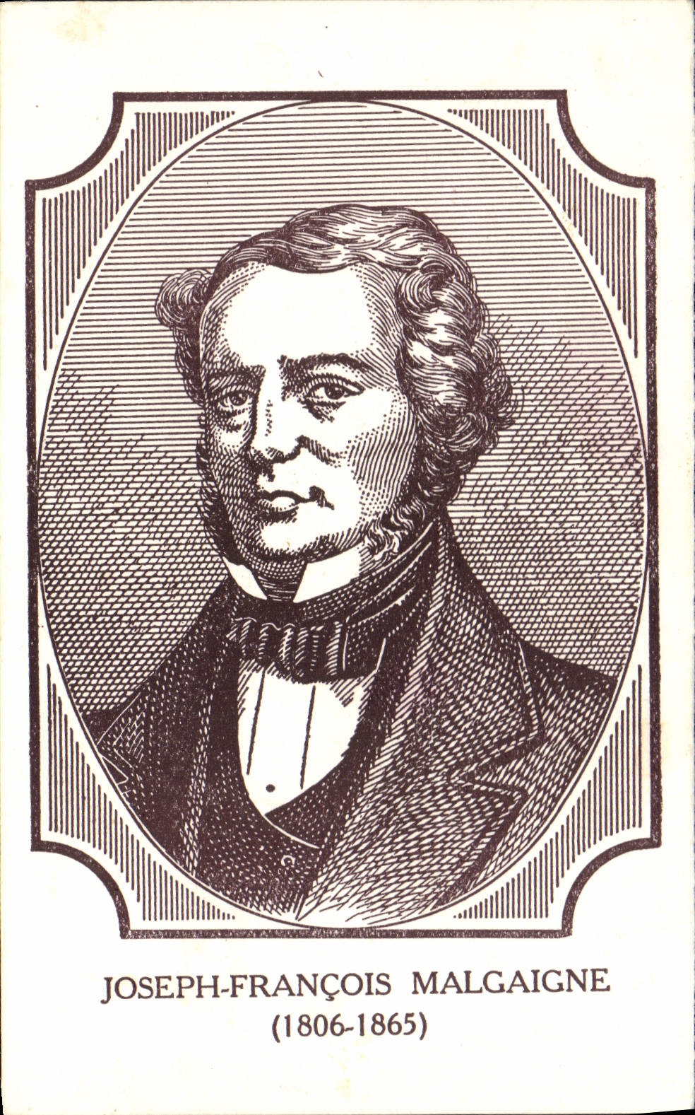 Joseph-François Malgaigne (1806-1865) — portrait gravé — Imprimé par Laboratoires Substantia, Suresnes