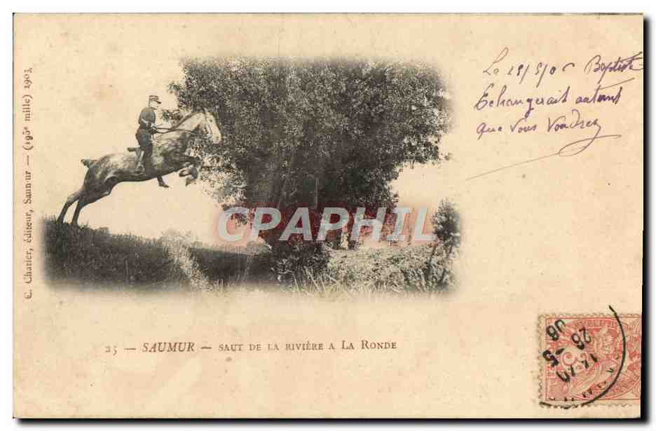 CPA Cheval Hippisme Saumur Saut de la riviere a la ronde 